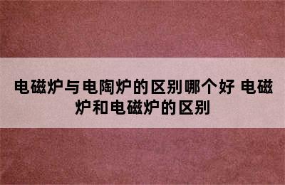 电磁炉与电陶炉的区别哪个好 电磁炉和电磁炉的区别